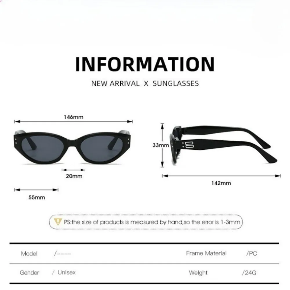 2-teilige koreanische Version, trendige Retro-Cat-Eye-Sonnenbrille für Damen, Hip Hop, Western, lässig, schlicht, einfarbig, Outdoor-Brille – Detail 7