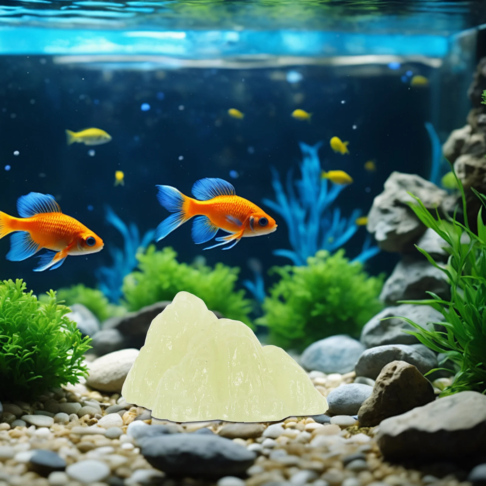 

Glowing River Stones for Aquarium Decor Fish Tank Rocks with Soft Enchanting Light Natural Look Safe for Freshwater Saltwater