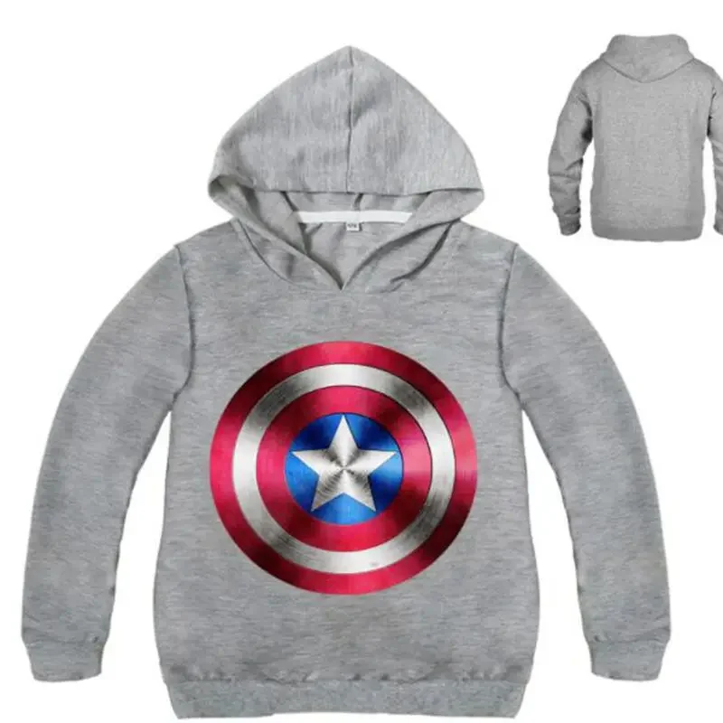 Children Sweatshirt Girl Spring Clothes Captain America Kid Long Sleeve T Shirt Boys Hooded Girls Cartoon Tops Toddler Clothing