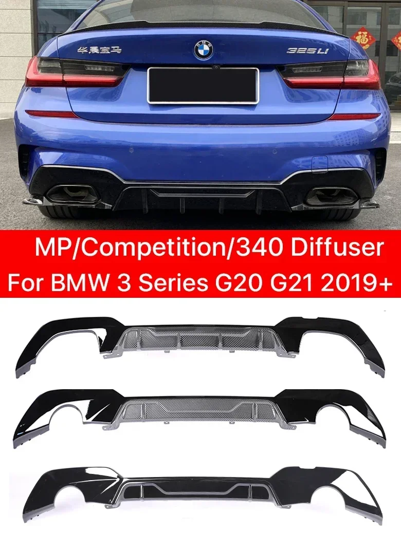 

New! For BMW 3 Series G20 G21 Rear Bumper Diffuser M Tech M Sport Body Kit MP Competition Diffusor M340i 325i 2019 2020 2021 202