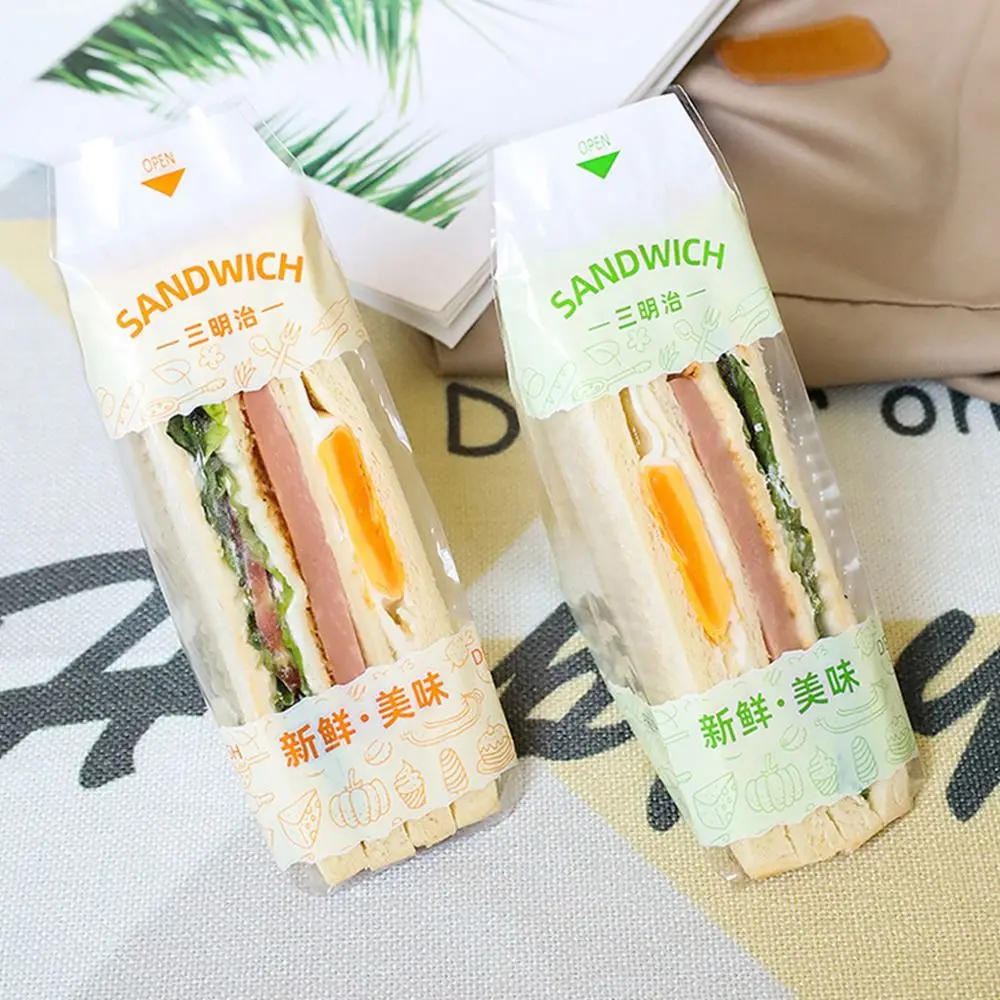 

Durable Triangular Sandwich Packaging Paper Transparent Plastic Super Bags Easy To Use Plastic Tray Baking Bag Food