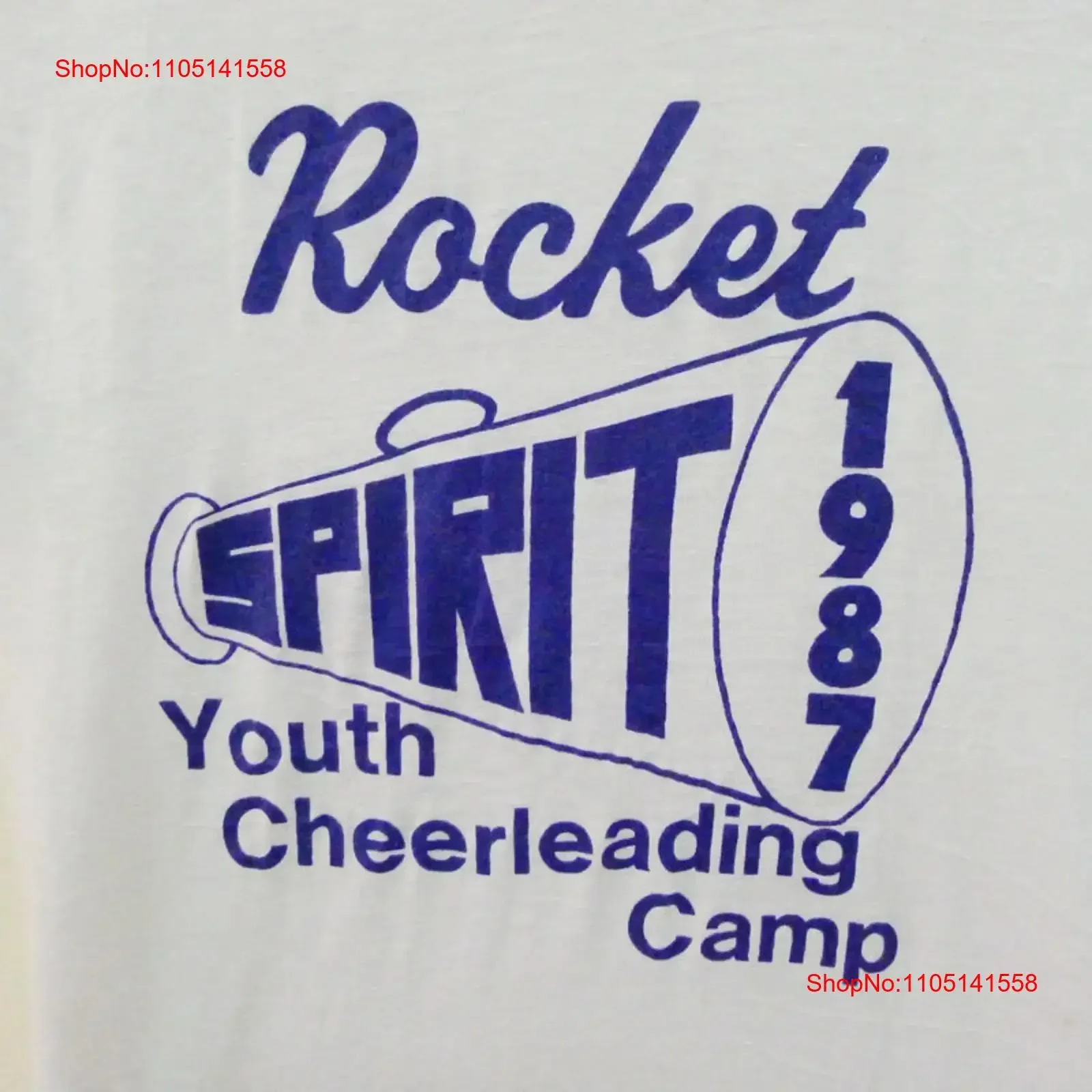 

Винтажная белая футболка Rocket Spirit 1987, 80-е годы, молодежный лагерь поддержки, винтажная стираная уличная одежда, модная повседневная графика