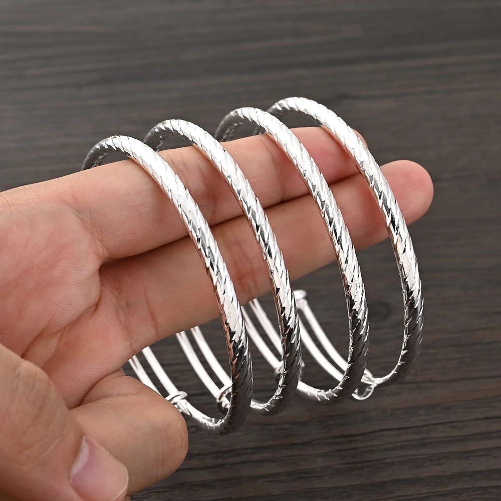 

Nicely Tenuou Fashion Smooth Nicely Silver Plated Wedding Jewelry Bangles Ethiopian Dubai Bracelets Women Birthday Paty Gifts