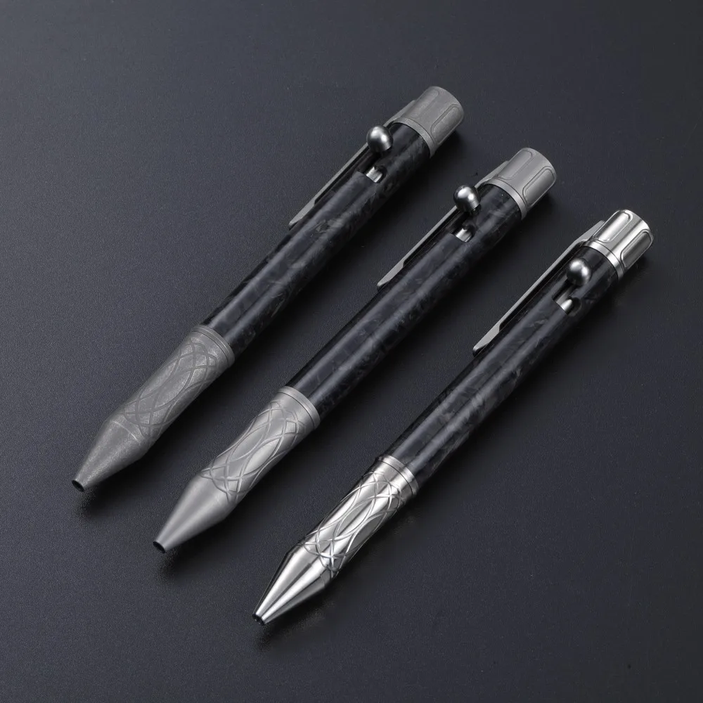 Titanium+Carbon Fiber Ball Point Pen Ballpoint Gel Pen Pocket Broken Window Tool