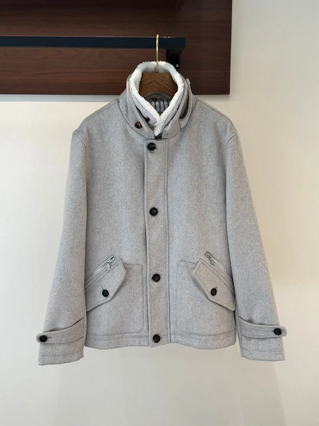 

BC Italian old money style removable mink collar wool cashmere jacket