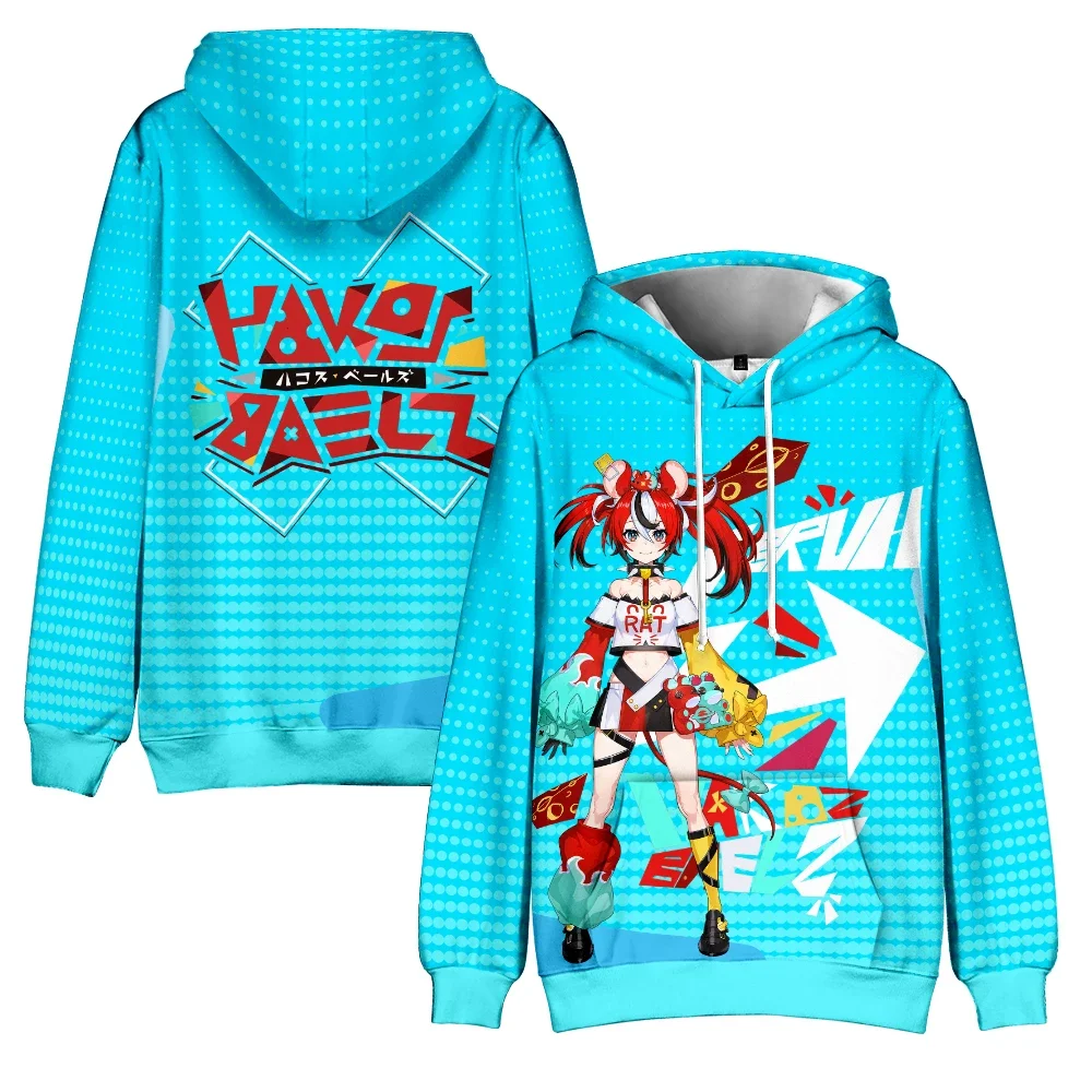 Hakos Baelz VTuber Anime Hoodie Long Sleeve Man Adult Sweatshirt Harajuku Streetwear Promo 2024 New Japanese Manga 3D Clothes