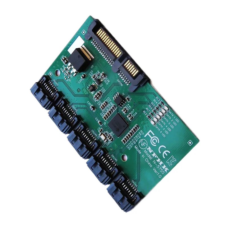 Convertitore scheda di espansione SATA 3.0 adatto da 1 a 5 porte Multiplicatore SATA Riser Accessorio per disco rigido HDD/SSD da 6 Gbps