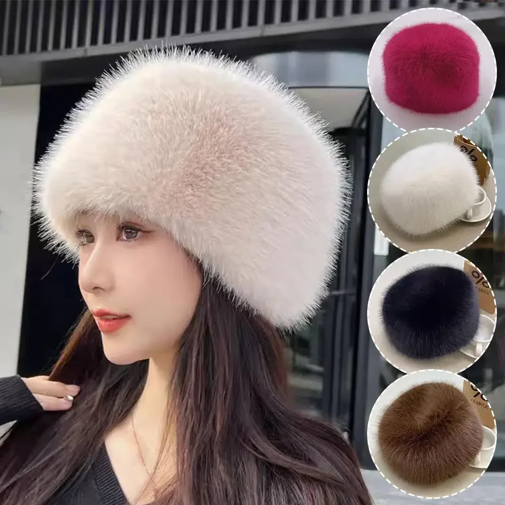 Princess plush hat with flat top, suitable for autumn and winter, thickened for warmth and wind resistance, Mongolian hat