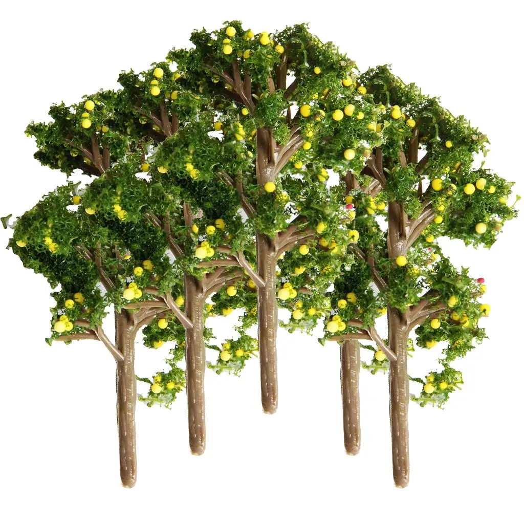 5PCS Plastic Miniature Model Fruit Trees Building Trains Wargame Height 70mm