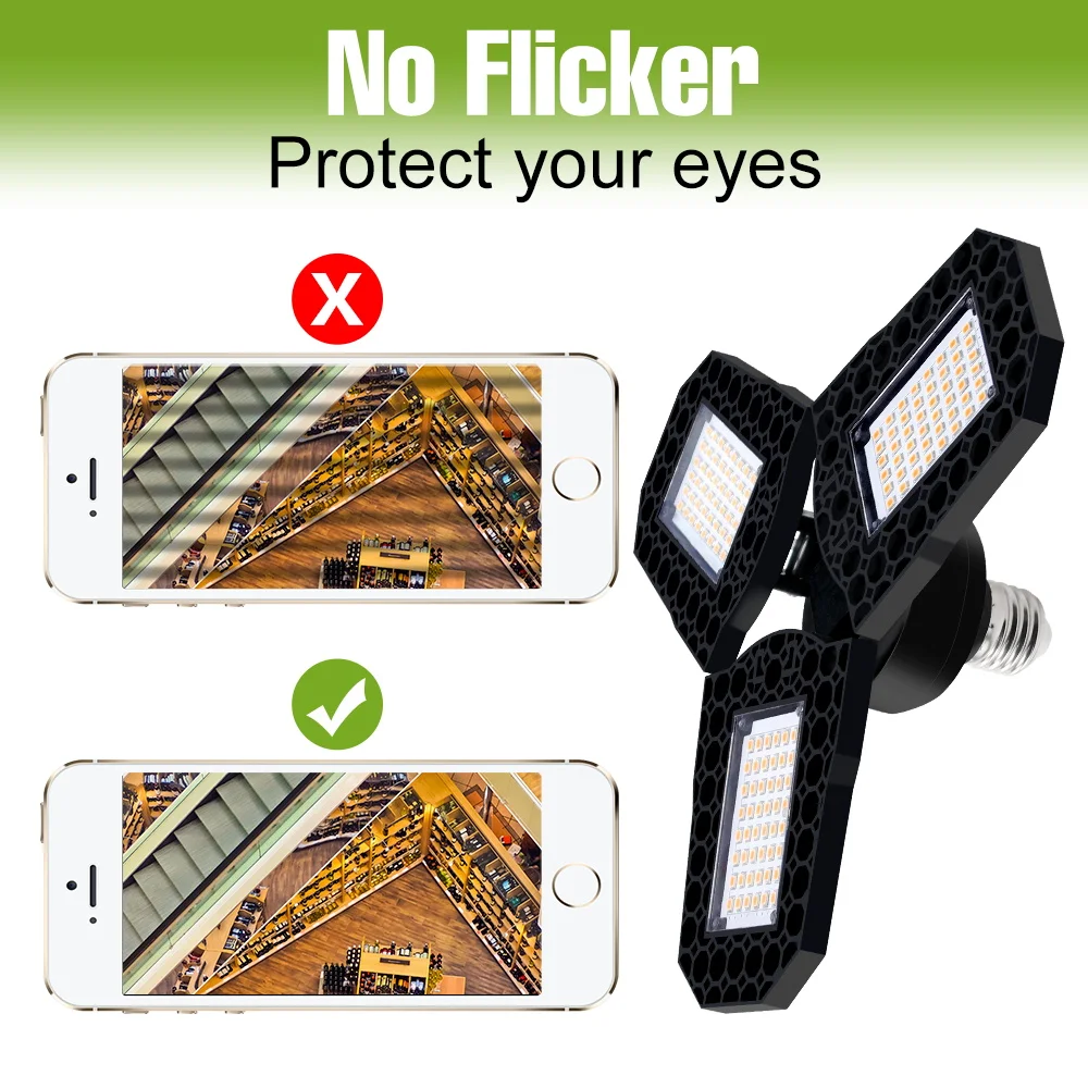 E27 220V LED Garage Light Bulb E26 Foldable Deformable Lamp 40W 60W 80W For Home Warehouse Workshop Lighting Spotlight Cold/Warm