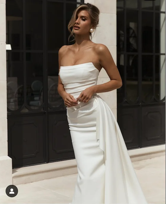 Brautkleider 2026, individuell anpassbar, Meerjungfrau, trägerlos, mit abnehmbarem Rock für Damen, einfache Brautkleider von Mustace