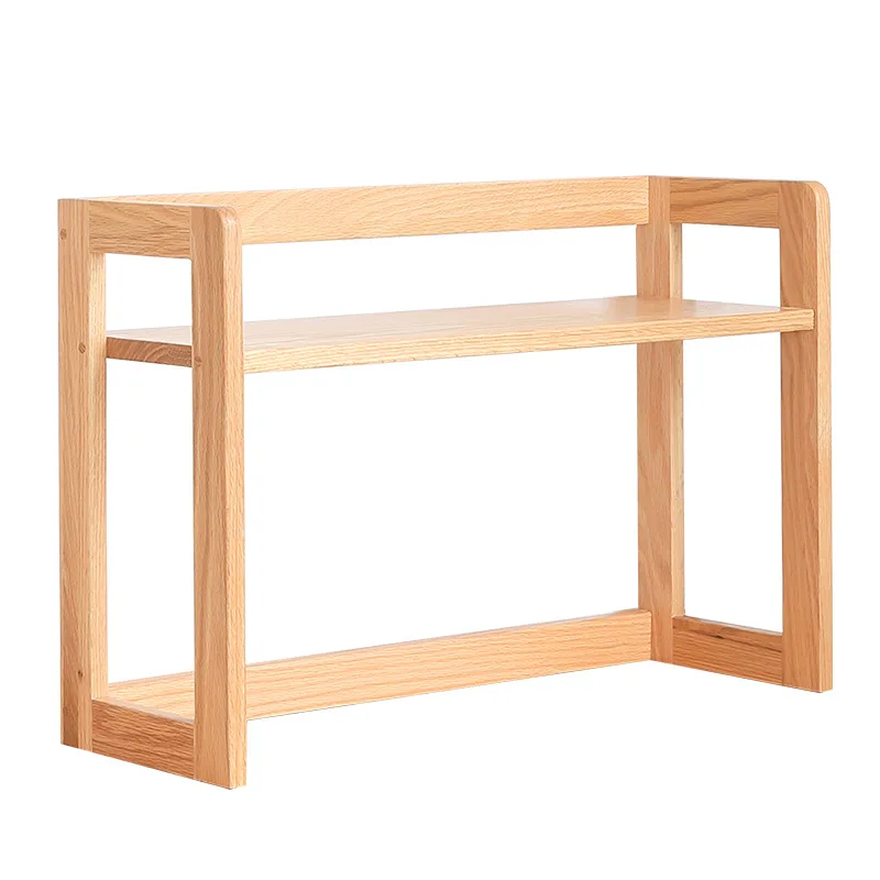 

Desktop bookshelf Solid wood desk storage rack Wooden double-layer office workstation simple small storage rack on the table