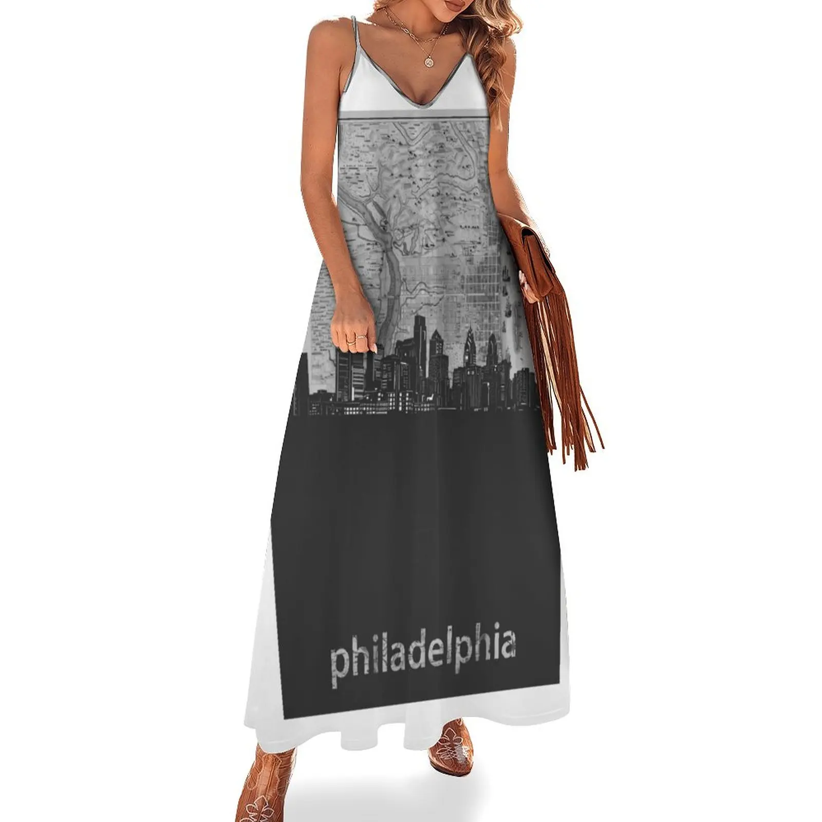 

philadelphia skyline Sleeveless Dress elegant women's dresses sale Female dress Dress vintage