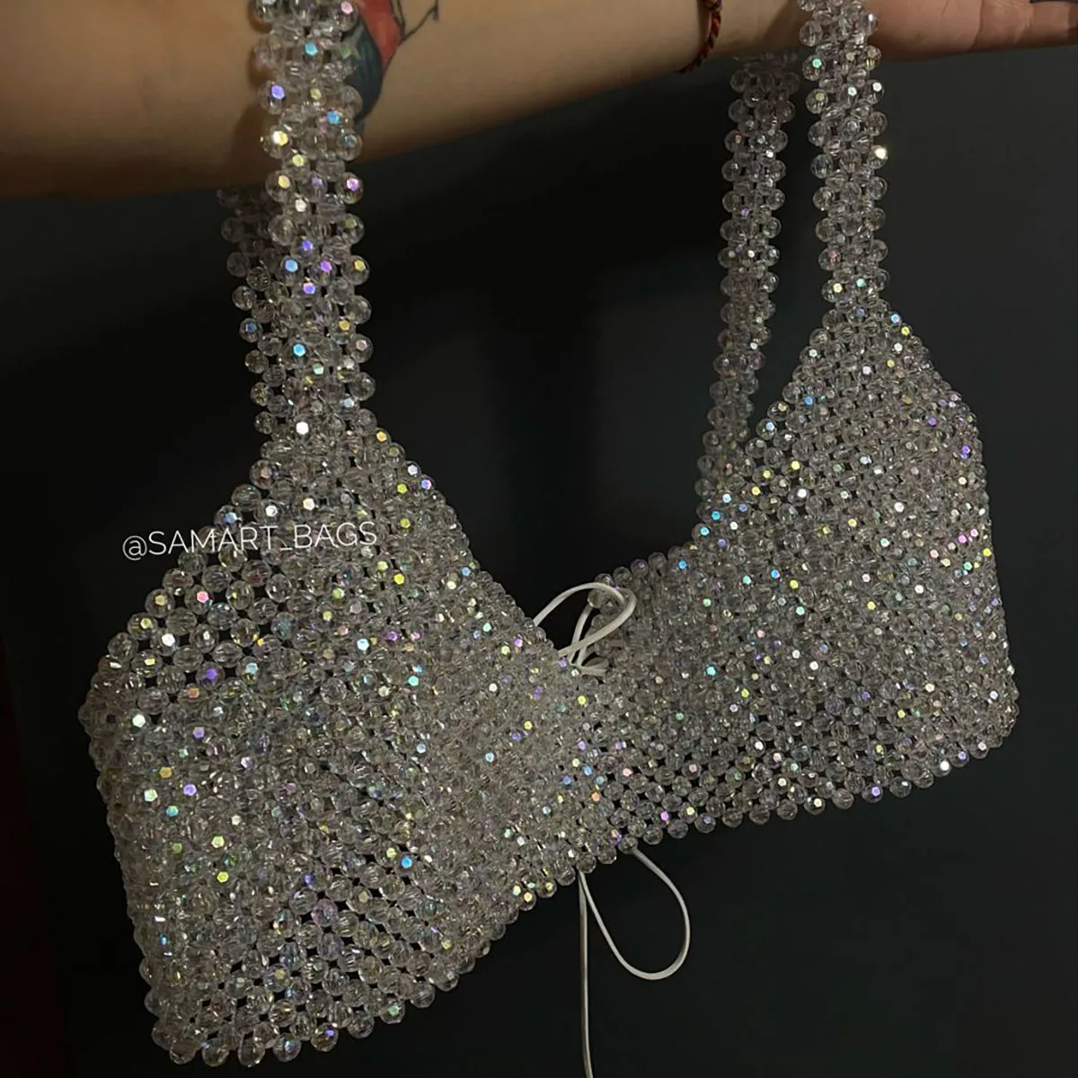 2023 Autumn Women Office Lady Crytal Vest Glittering Bead Bra Luxurious Body Chains Sexy Beaded Underwear Hand-made Bikini Top