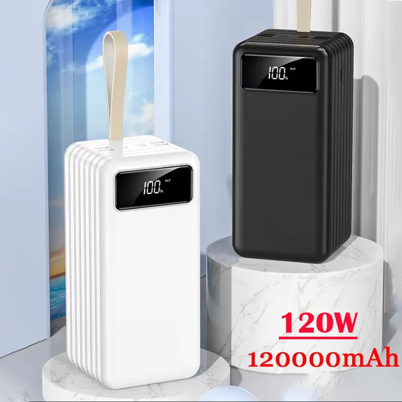 New 120000mAh Portable Outdoor Power Bank Super Large Capacity 120W Fast Charger for IPhone Xiaomi Huawei External Battery Pack