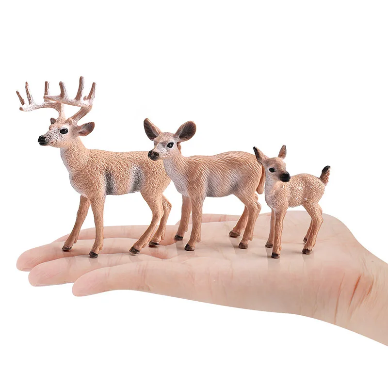 1pcs Realistic Christmas Reindeer Toy Figures Mini White-Tailed Deer Animal Model Sculpture Simulation Decorative Toy Home Craft