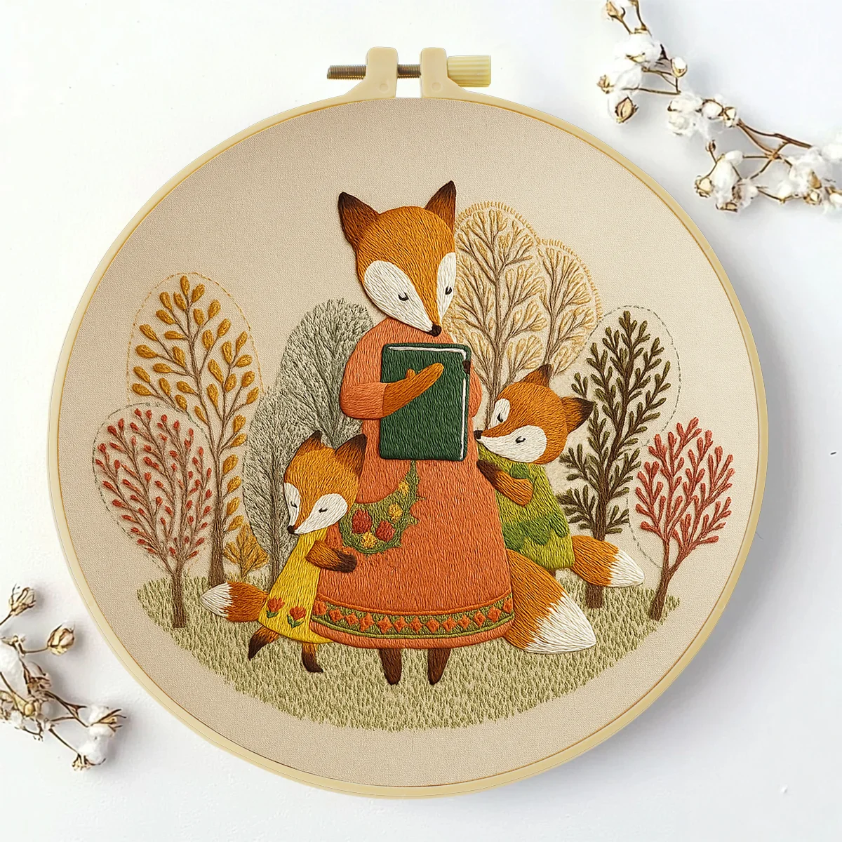 1 Stück 20X20CM/15X15CM 7,87/6,3 Zoll Fuchs-Stickerei-Starter-Kit DIY-Kit DIY-Stickerei-Set für Anfänger Nähkunst – Detail 2
