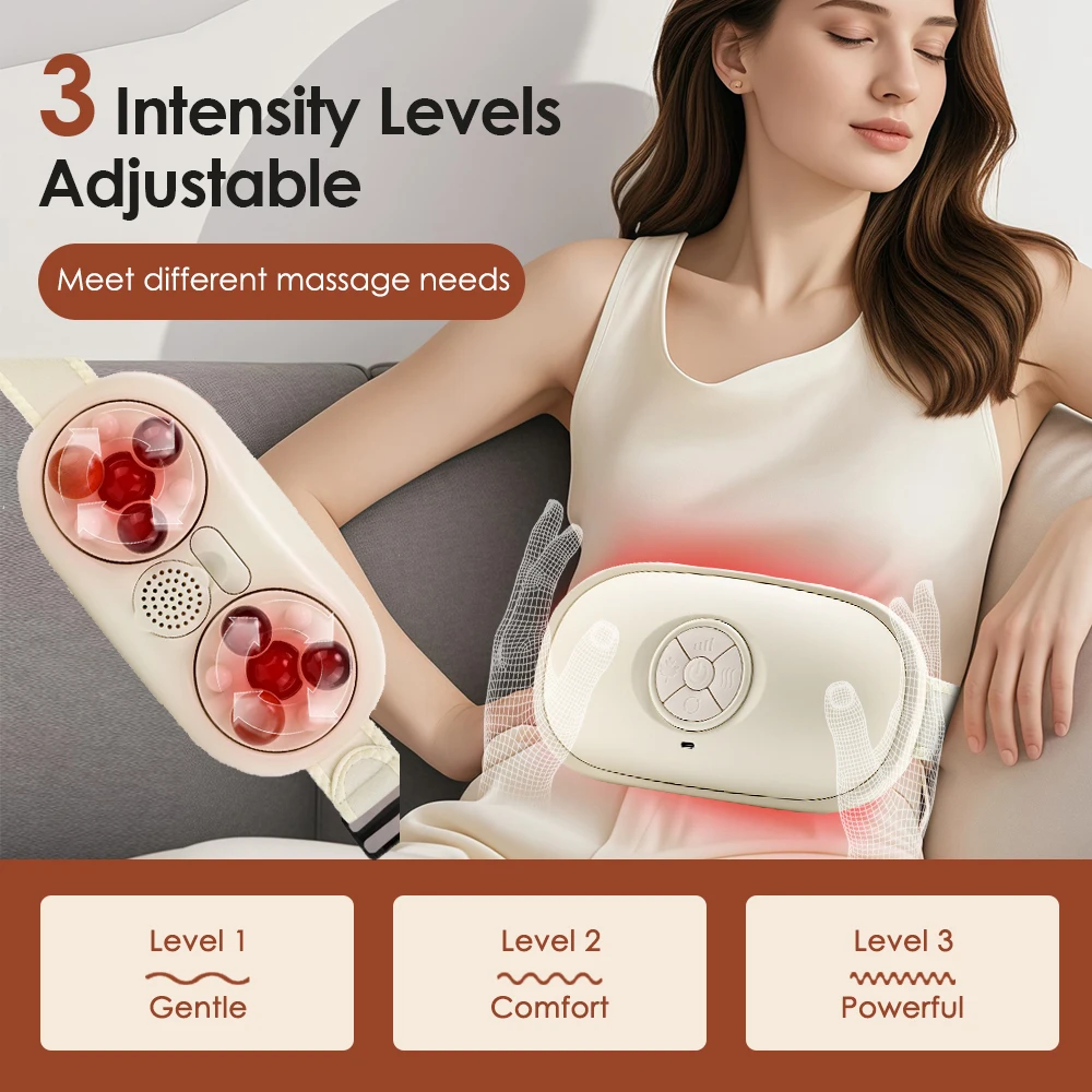 

Electric Belly Shaking Massager Red Light Therapy Heating Pad Abdominal Massager Bian Stone Kneading Fat Burner Massage Belt