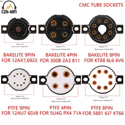 1PC CMC 4pin 8pin 9pin PTFE Bakelite Tube Socket Valve Base For 300B 2A3 811 45 71A  KT88 EL34 6V6 12AX7 ECC83 6DJ8 Audio DIY