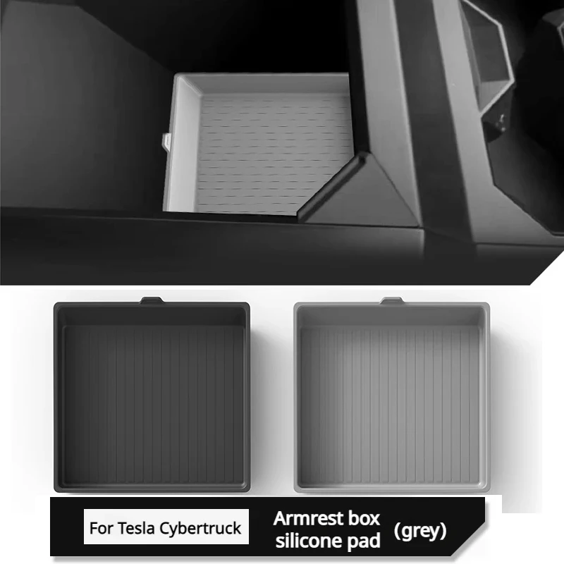 Almofada de armazenamento de silicone antiderrapante para Tesla, bandeja do organizador do console central, acessórios do recolhimento, caixa do braço, Cybertruck 2024