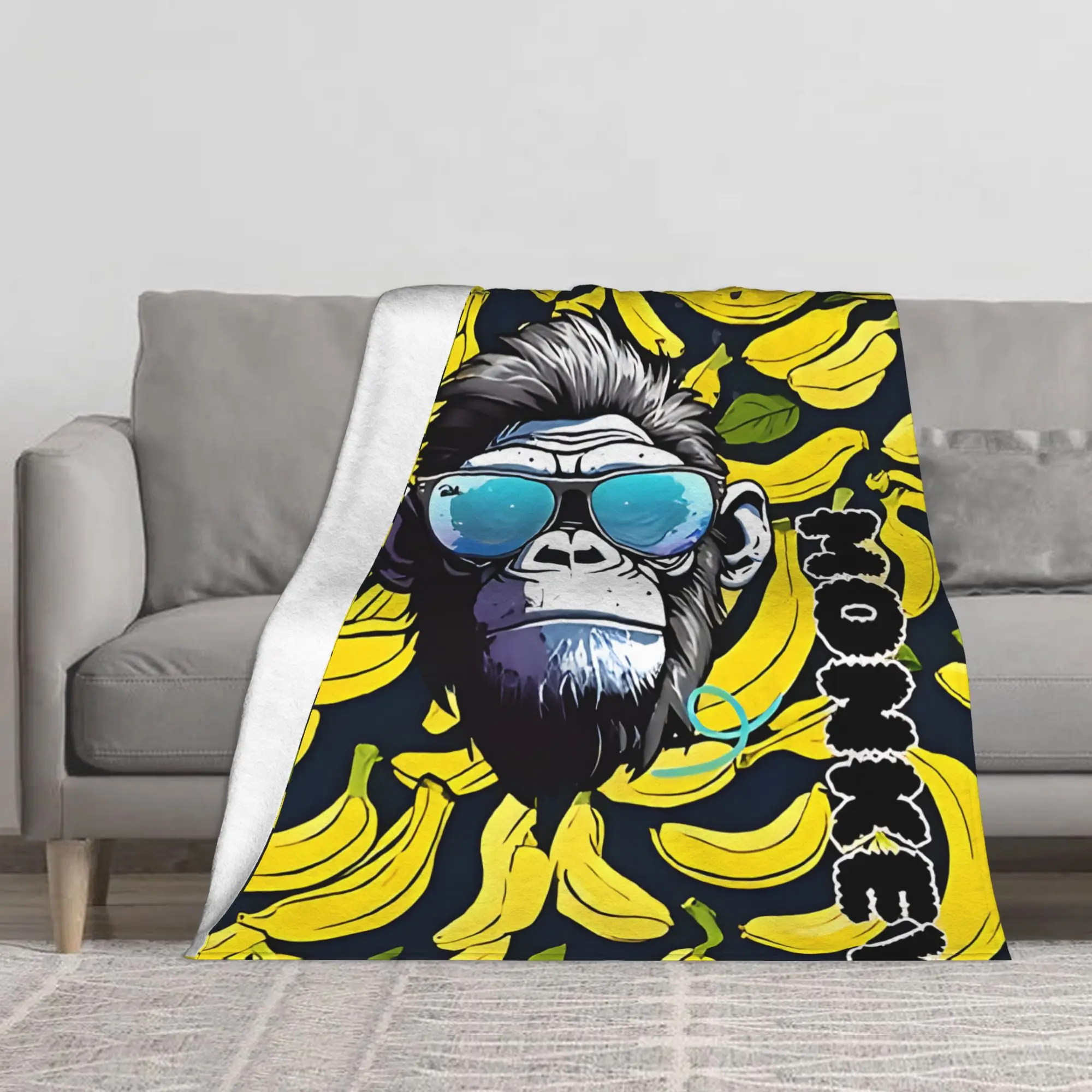 1PC CRAZY Monkey Banana blanket Throw Furry Winter Blankets for Adults Bedding Home Interior Fluffy Plaid Sofa Knee
