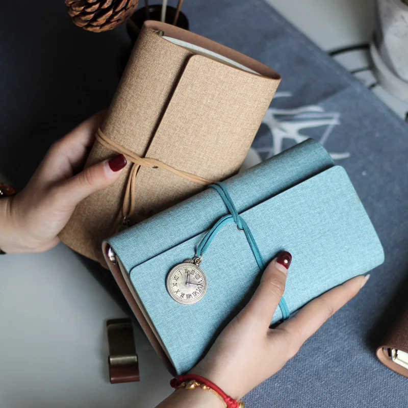 A6 loose-leaf notebook, cultural and creative handbook, simple and convenient notepad, retro strap diary book printed with logo.