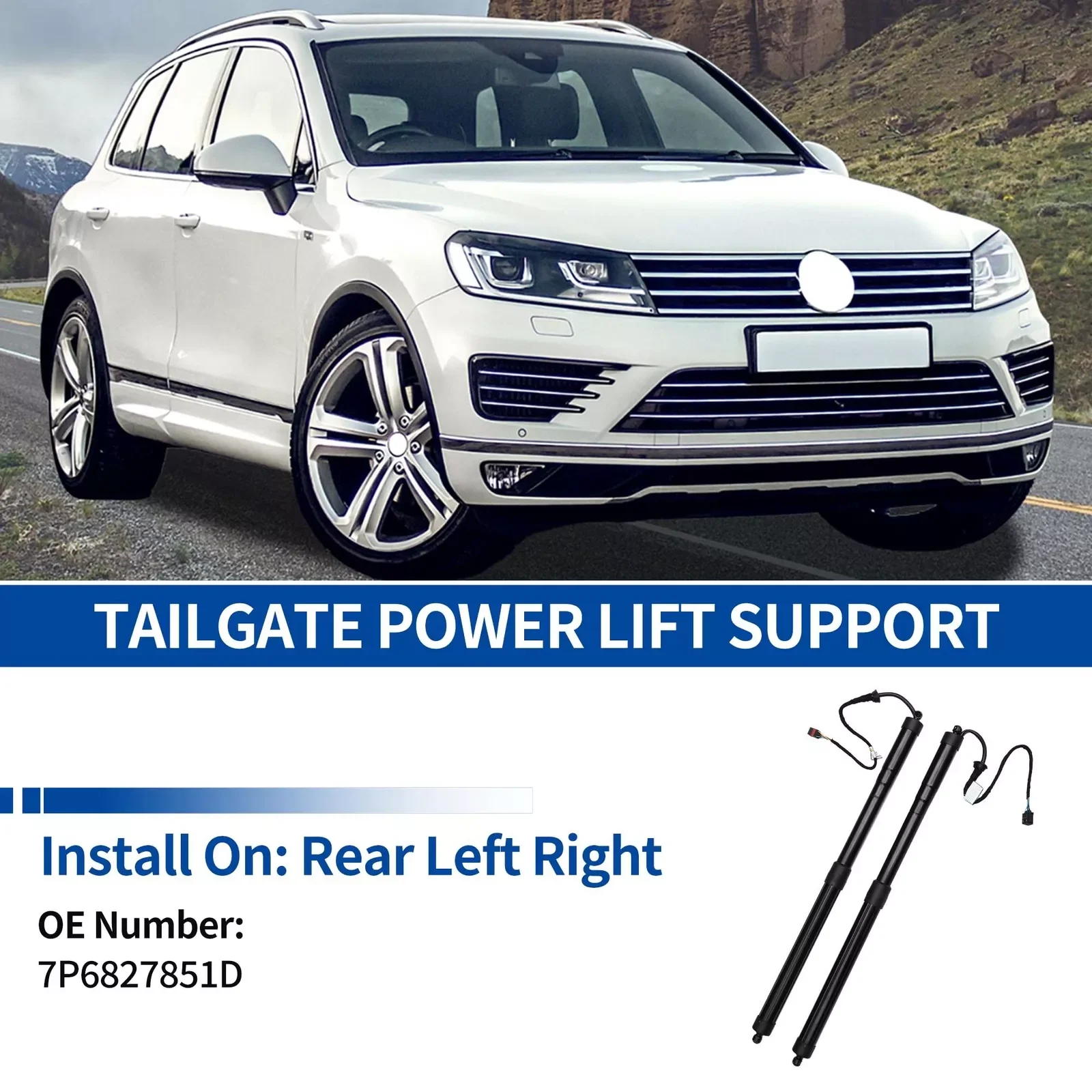 2pcs 7P6827851D Brand New Left Right Universal Electric Tailgate Support Rod for Volkswagen Touareg 2010-2015