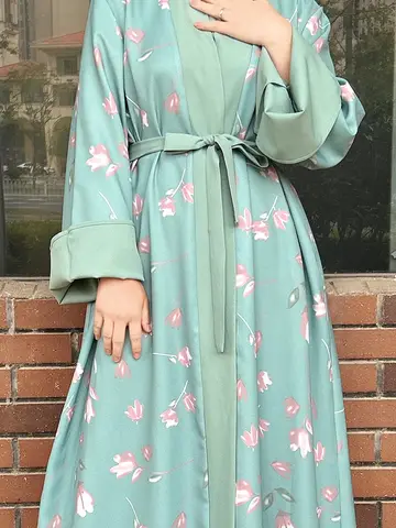 라마단 무슬림 아바야 여성 가디건 로브, 이드 무바라크 로브, 두바이 터키 이슬람 카프탄 아바야스 베스티도 기모노