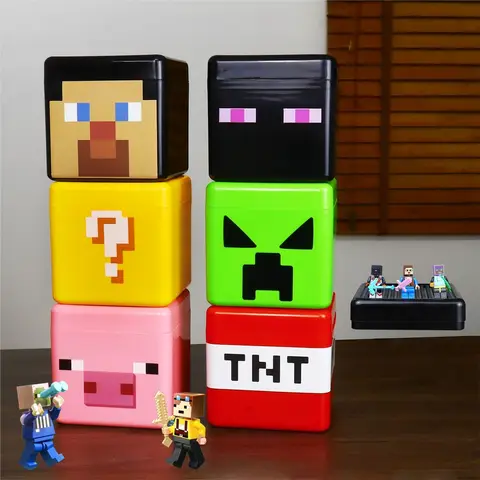 DIY TNT Storage Box Magnetic Building Blocks Snack Toy Block Storage Bucket Plastic Organizer Container Assembly Toys For Kids