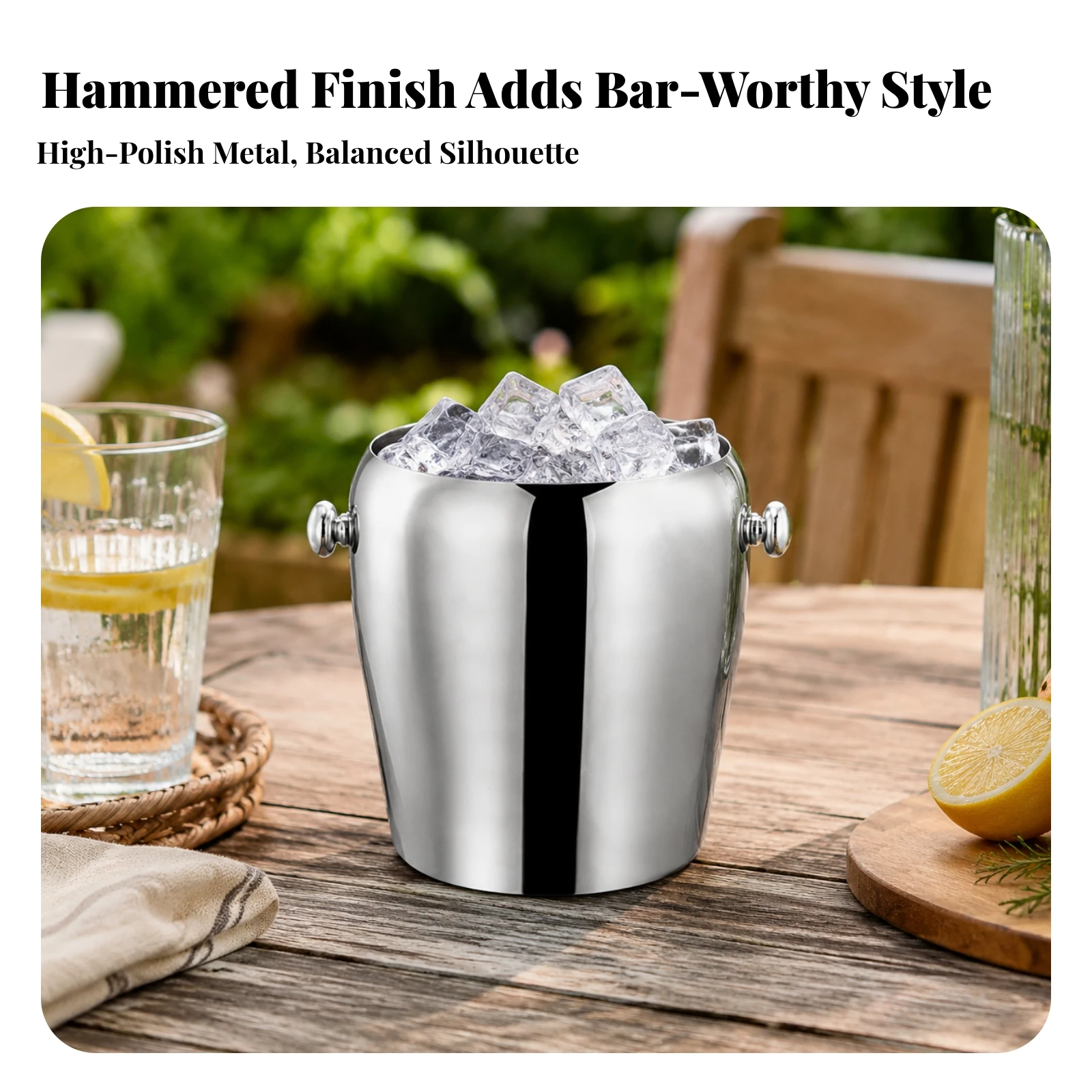 1 L Stainless Steel Ice Vessel Long-Lasting Party Ice Vessel Drum-Shaped Wine Chiller Rust-Resistant Cooler Easy to Clean