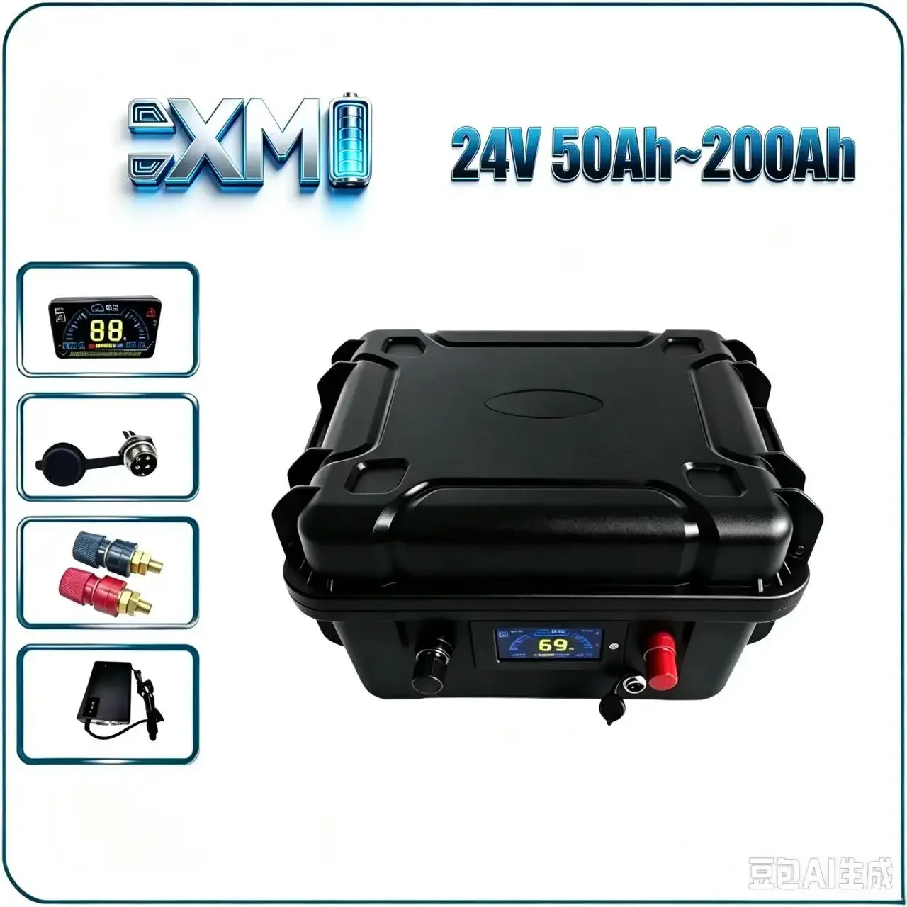 24V LiFePO4 Deep‑Cycle Lithium Storage Battery 50Ah‑200Ah Integrated Smart BMS, Reliable Power Supply for Fishing Boat Trolling
