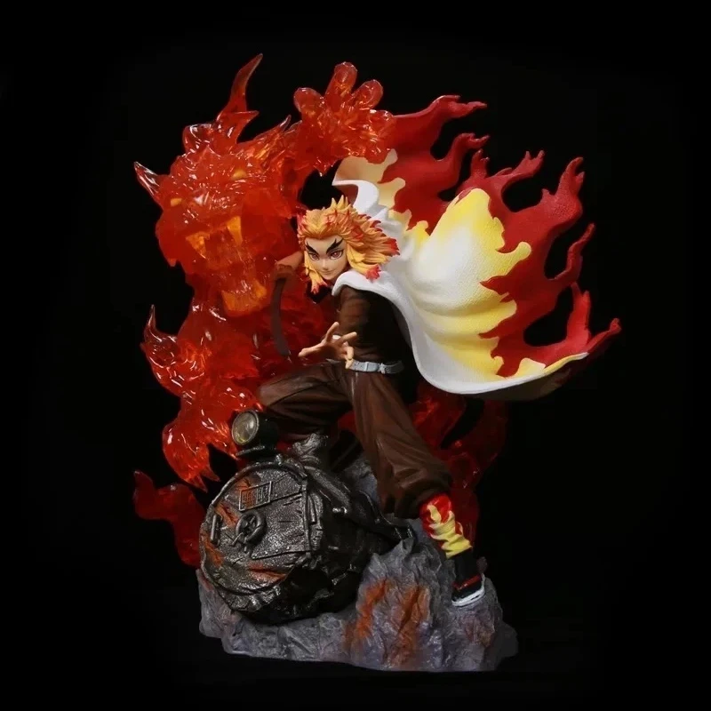 

39cm Demon Slayer Rengoku Kyoujurou Action Figure Flame Breathing Light-Up Statue PVC Anime Character Collection Model Fan Gift