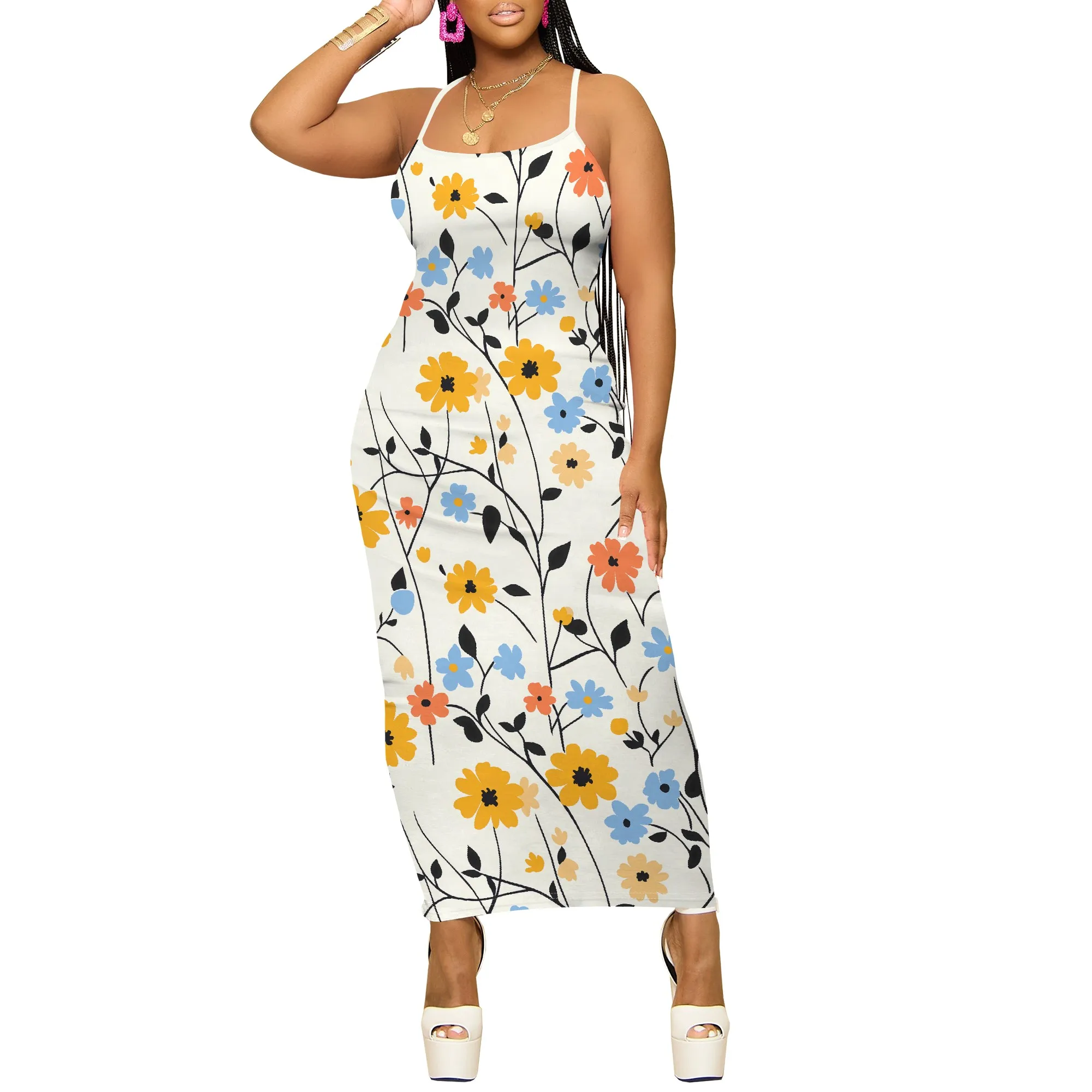 Zebra Stripe พิมพ์สปาเก็ตตี้ Maxi ชุดเดรสแขนกุดเซ็กซี่ฤดูร้อนชุดคลับ