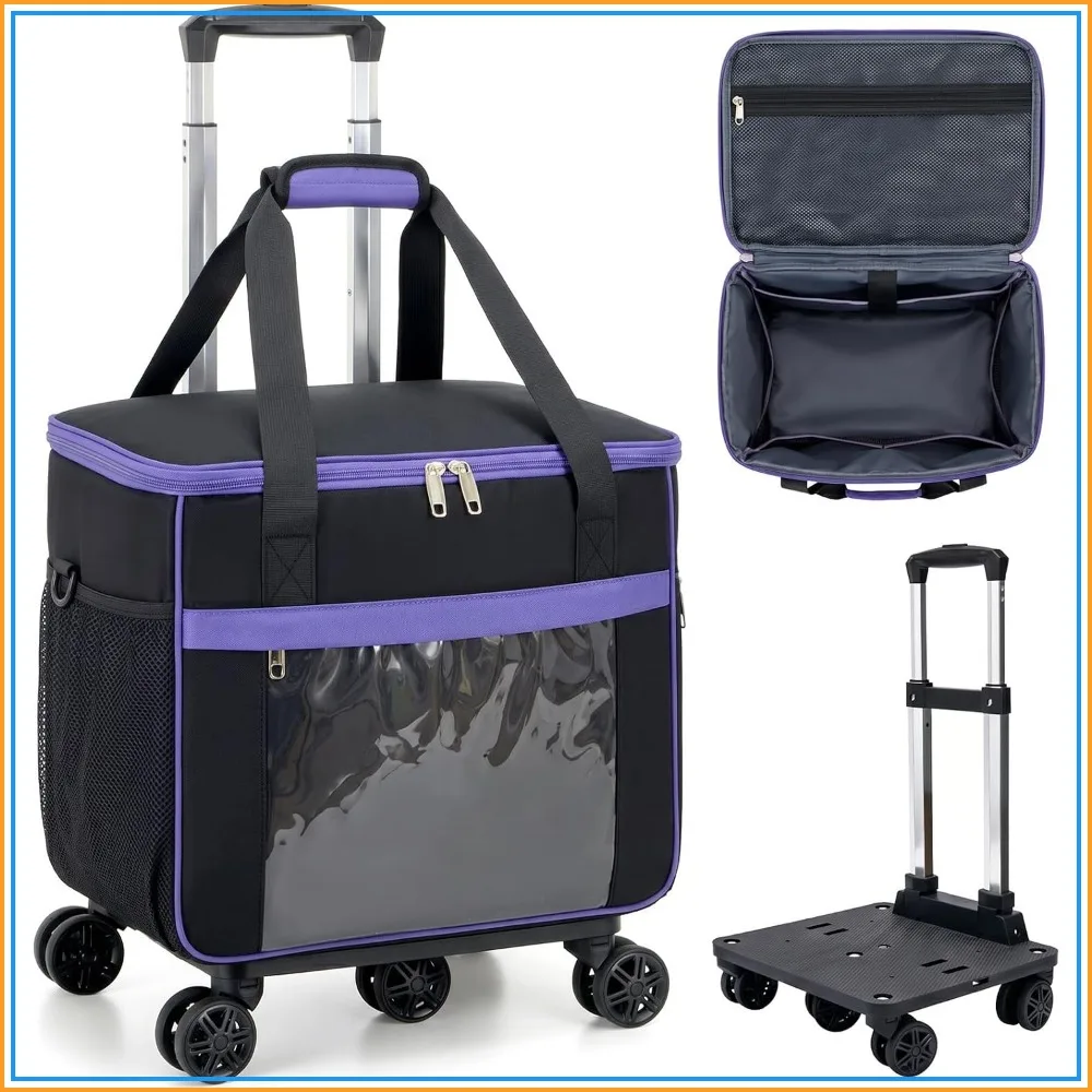 

Rolling Teacher Tote Bag 5-Wheel Fits 15.6" Laptop for Crafter Nurse