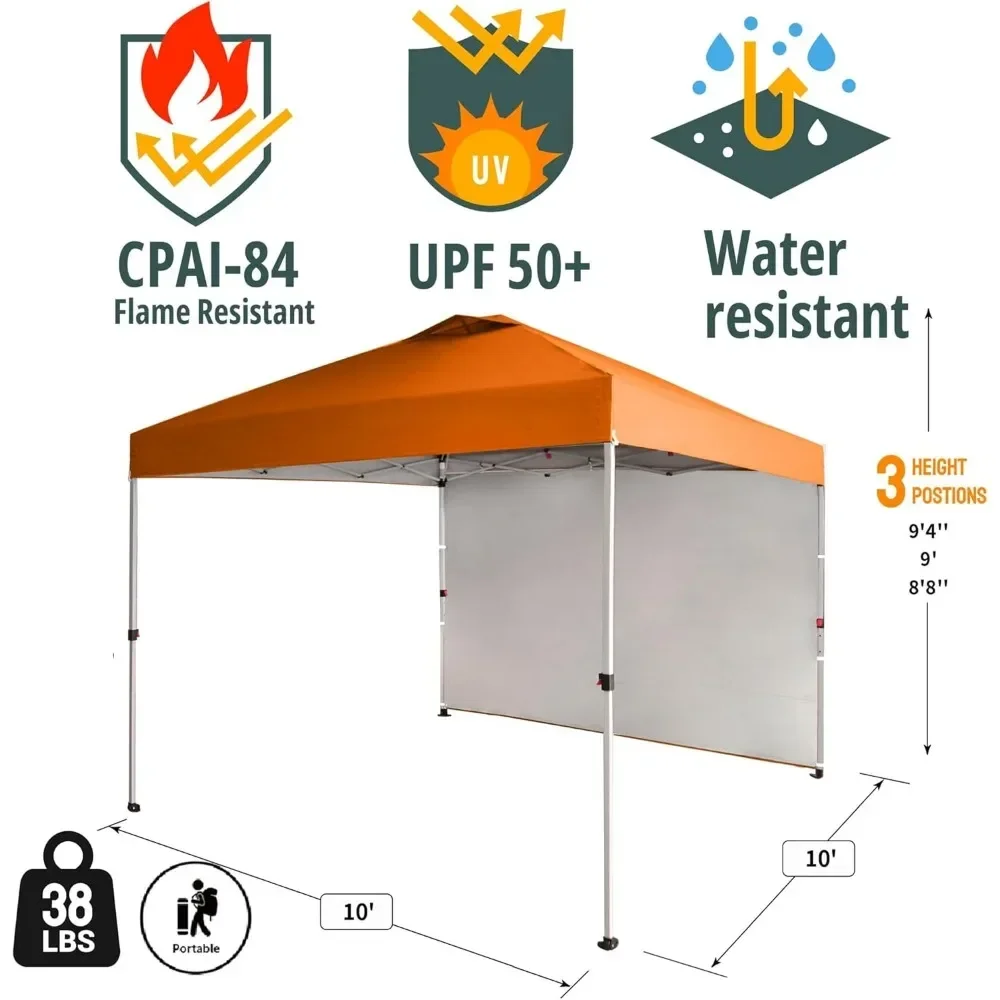Всплывающий навес 10x10 с 1-сторонней стеной — пляжная палатка с одним набором толканий — уличный солнцезащитный козырек для мероприятий, вечеринок, кемпинга — беседка