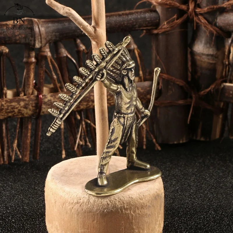Mayan Indian warriors Sculpture Statue Brass Figurine Crafts Furnishing Home Decor Living Room Decoration Office Desk Ornament