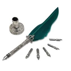 Base Dip Pen 5 Nibs English Calligraphy Feather Dip Pen Writing Ink Set With 5 Nib Wedding Gift Quill Pen Fountain Pen New