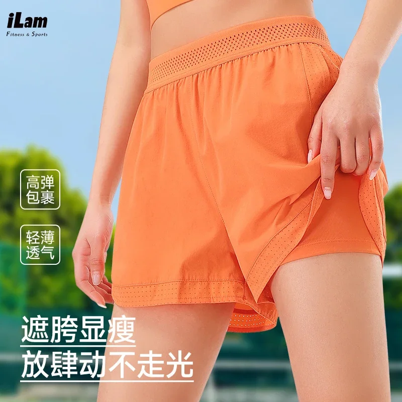 

Women's Running Gym shorts,loose fitting Breathable Quick drying Double layer Fitness marathon Track and Field Fitness shorts