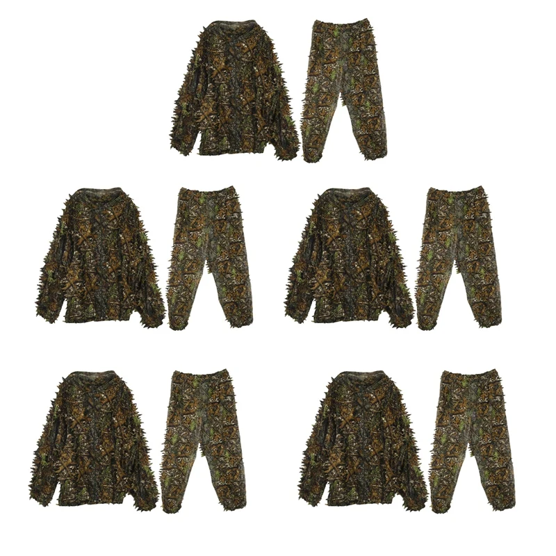 

HOT SALE 5X 3D Leaf Adults Ghillie Suit Woodland Camo/Camouflage Hunting Deer Stalking In