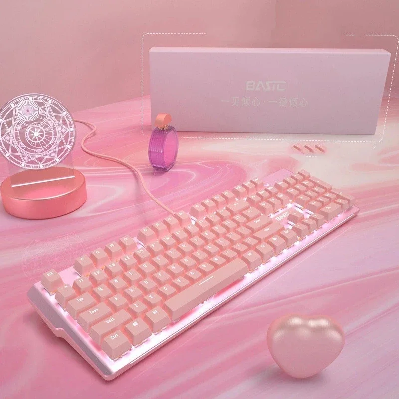 

Gaming Keyboard Computer Pc Rgb Retro Tastatur Teclado Rosado Mechanical Wireless Gaming Pink Keyboard