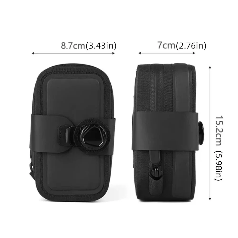 Waterproof Mountain Bike Saddle Bag 360° Rotating Buckle Touchscreen Rainproof Cycling Bag Adjustable Large Capacity