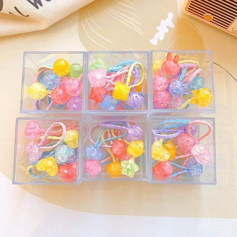 10pcs/box Cute Kids Girl Hairband Lovely Cartoon Candy Color Hair Roped for Children Girl Kawaii Kid Headwear Hair Accessories