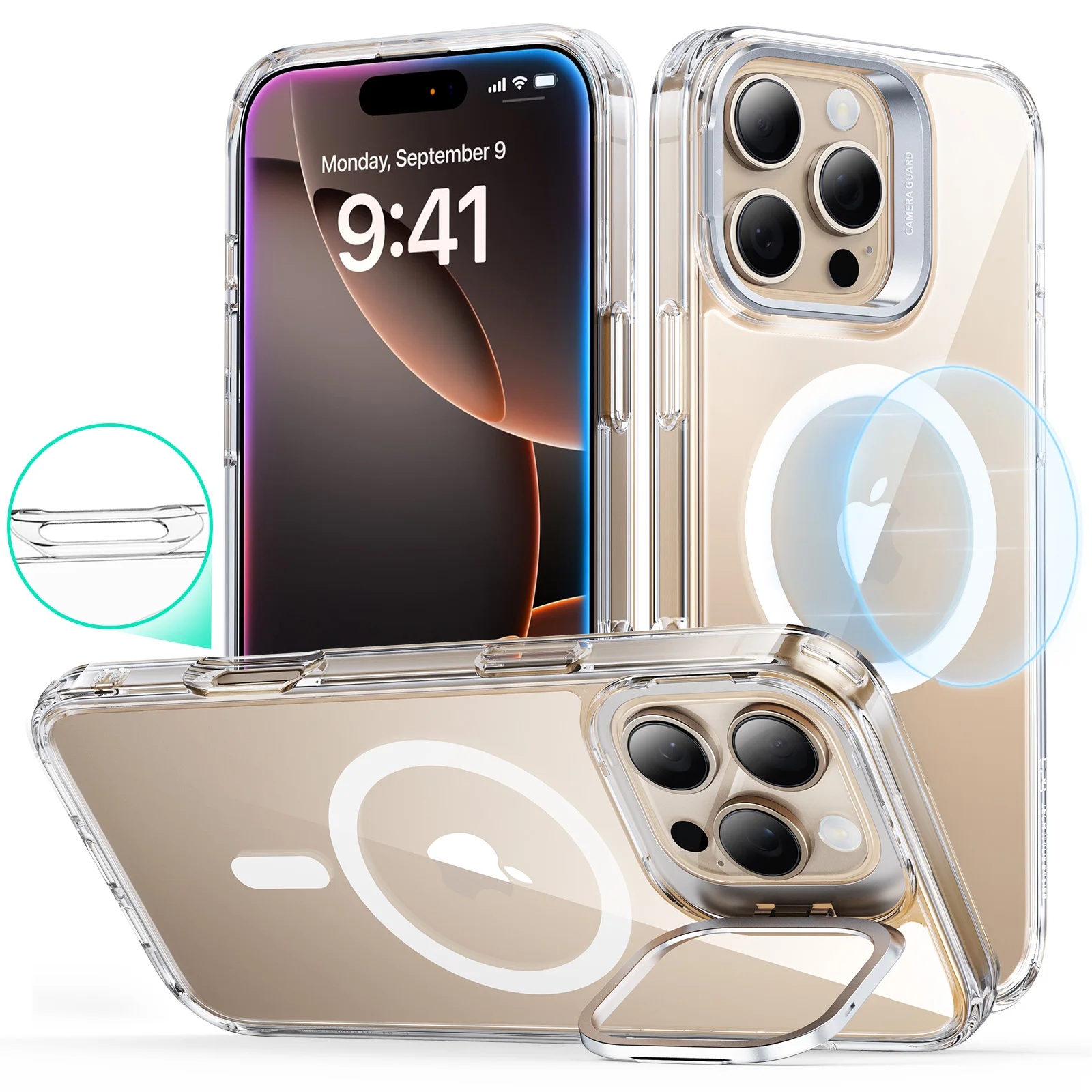 

ESR for iPhone 16 Pro Max Case with MagSafe Military-Grade Protective Case Camera Stand Phone Case Scratch-Resistant Back