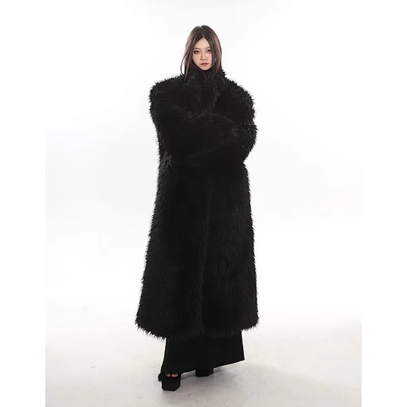 Female Autumn Winter Tops Coat Windbreaker Faux Fur Warm Thicken Retro Simple Loose Comfortable Leisure Fashion Versatile Thin