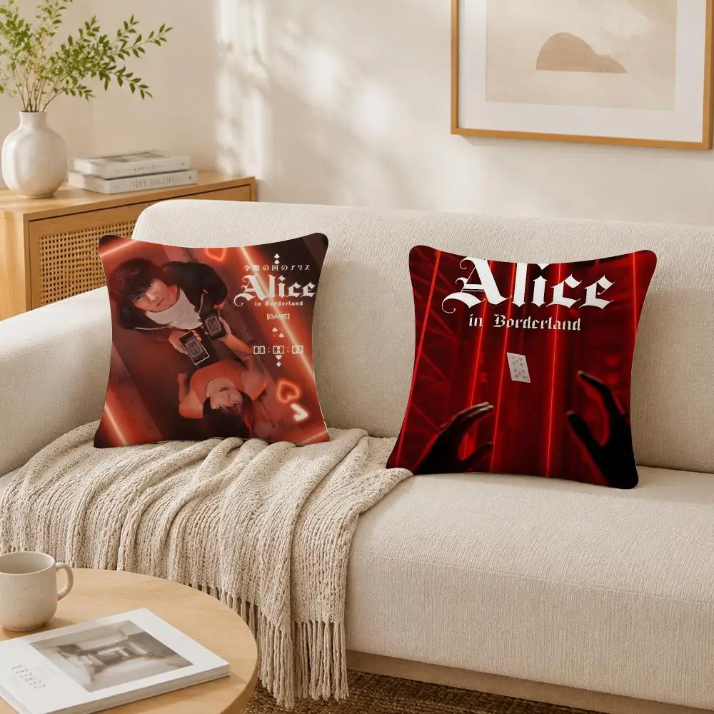 TV A-Alice In Borderland Cushion Cover Plush Decorative Pillow Case With Hidden Zipper Fashion Room Decor For Home