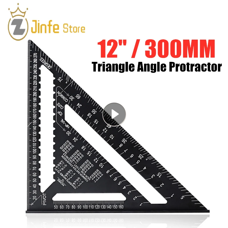 

New 12Inch Triangle Ruler Measurement Tool Aluminium Alloy Carpenter Tools Inch Metric Angle Ruler Speed Square Woodworking Tool