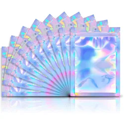 50 Pieces Laser Gift Ring Self-Sealing Little Small Plastic Bags for Jewelry Pouch Jewelry Display Packaging Bag Supply
