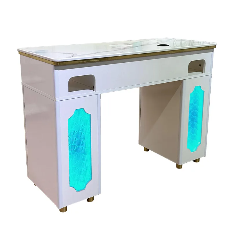 

simple Manicure table single double rock slab manicure table with wireless charging desktop vacuum cleaner