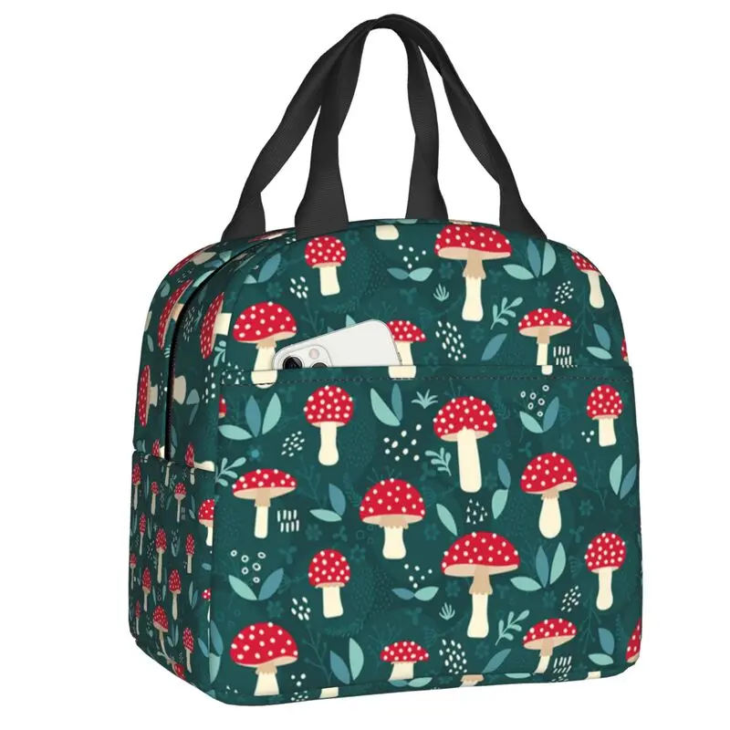 Psychedelic Magic Flowers Snd Mushrooms Thermal Insulated Lunch Bags Portable Lunch Tote for Work School Travel Storage Food Box