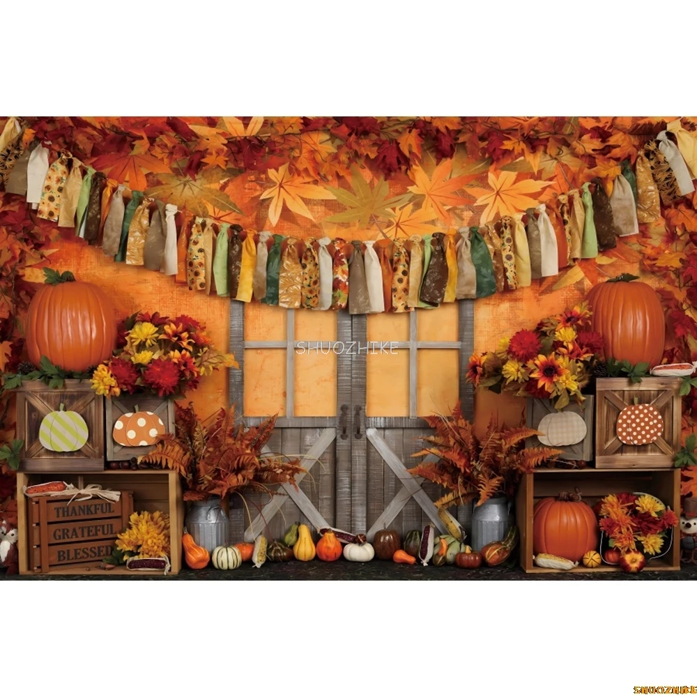 Autumn Scenery Farm Warehouse Haystack Barn Newborn Kids Portrait Photography Backdrop Forest Fall Leaves Background Studio